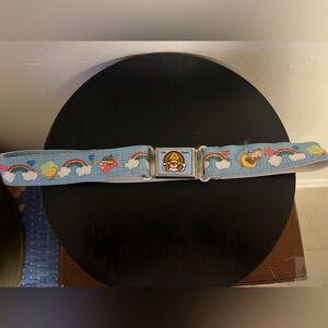 1980s Care Bears Blue Belt with Rainbow and Cloud Design